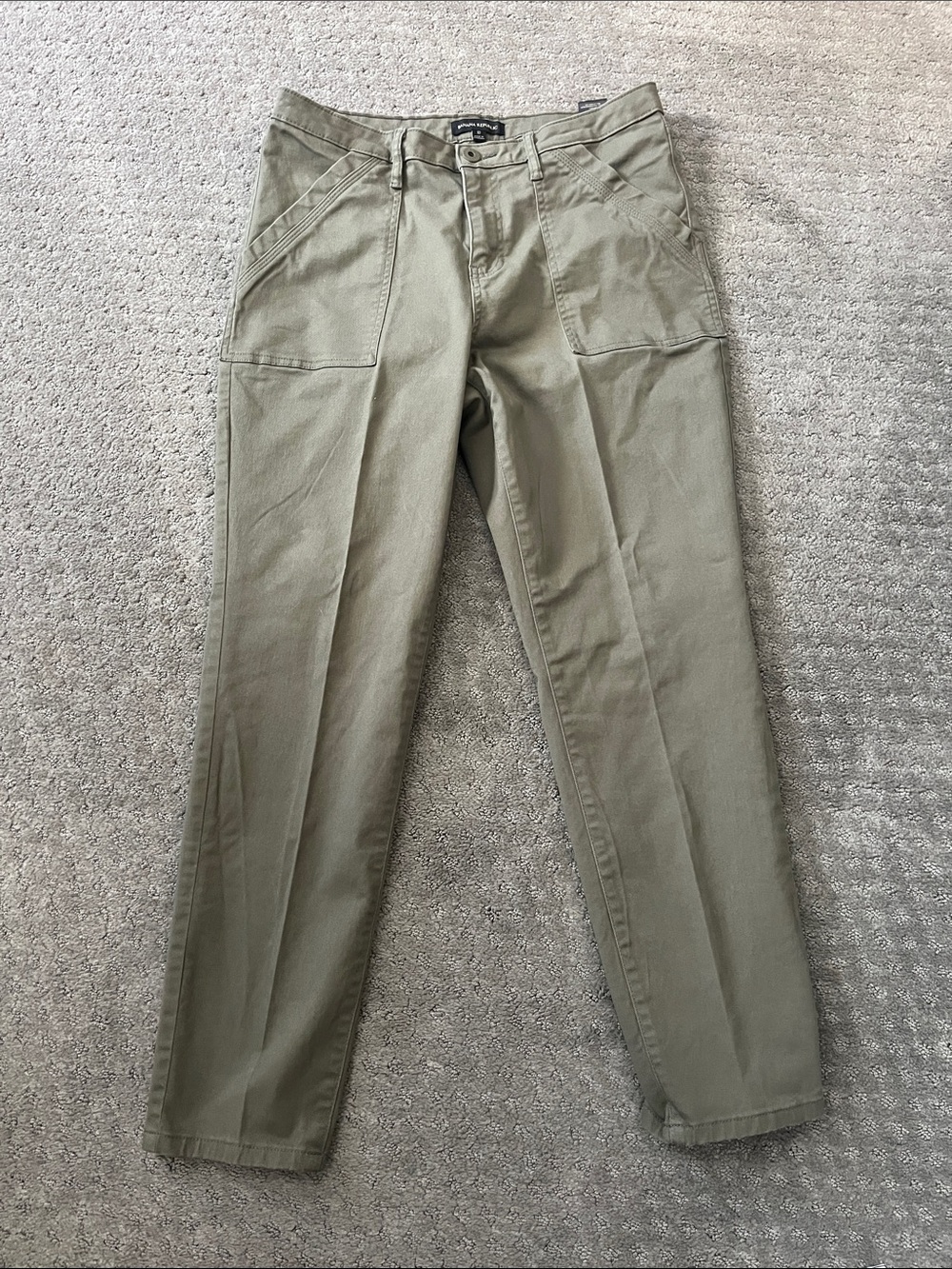 Banana Republic Olive Green Stretch Pants Women’s Front Patch Pockets Preppy